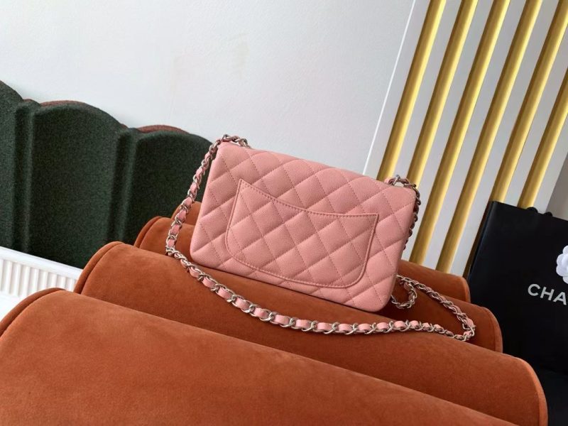 Image_20241007083809 Flap Bag Mini 20cm Pink Caviar Leather Silver Hardware