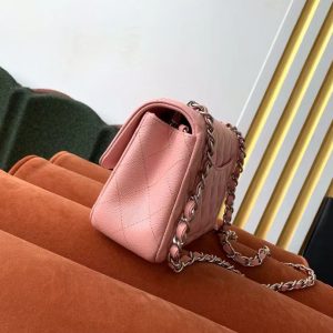 Image_20241007083810 Flap Bag Mini 20cm Pink Caviar Leather Silver Hardware