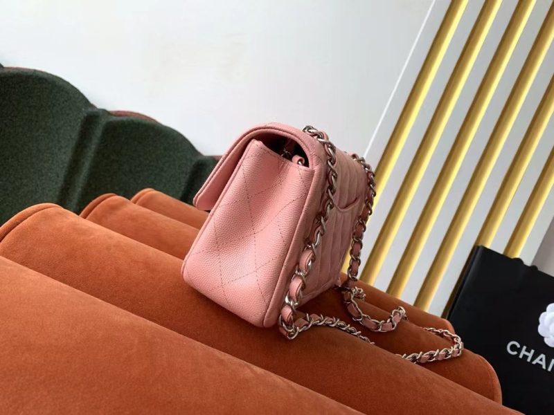 Image_20241007083810 Flap Bag Mini 20cm Pink Caviar Leather Silver Hardware