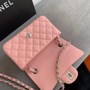Image_20241007083812 Flap Bag Mini 20cm Pink Caviar Leather Silver Hardware