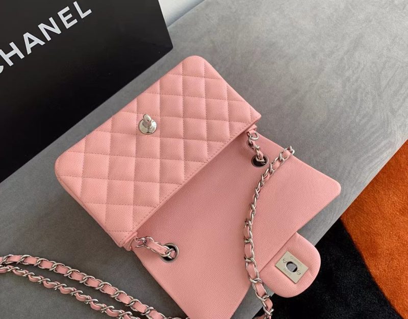Image_20241007083812 Flap Bag Mini 20cm Pink Caviar Leather Silver Hardware