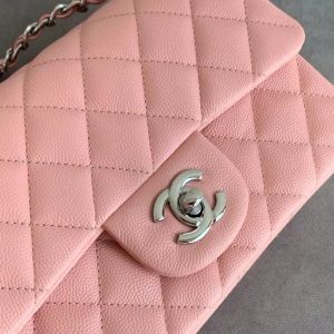 Image_20241007083814 Flap Bag Mini 20cm Pink Caviar Leather Silver Hardware