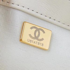 CC 24F Flap Bag White Lambskin Pearl Gold Hardware