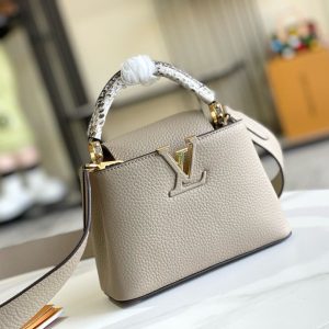 Image_20241119152851 Capucines Bag Light Brown Calfskin Leather Snake Top Handle Best Version