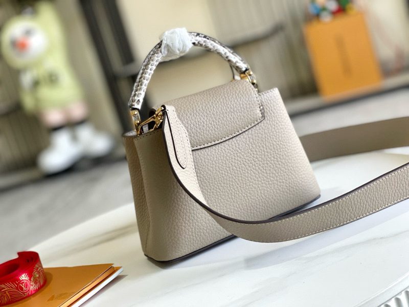 Image_20241119152858 Capucines Bag Light Brown Calfskin Leather Snake Top Handle Best Version