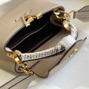 Image_20241119152907 Capucines Bag Light Brown Calfskin Leather Snake Top Handle Best Version