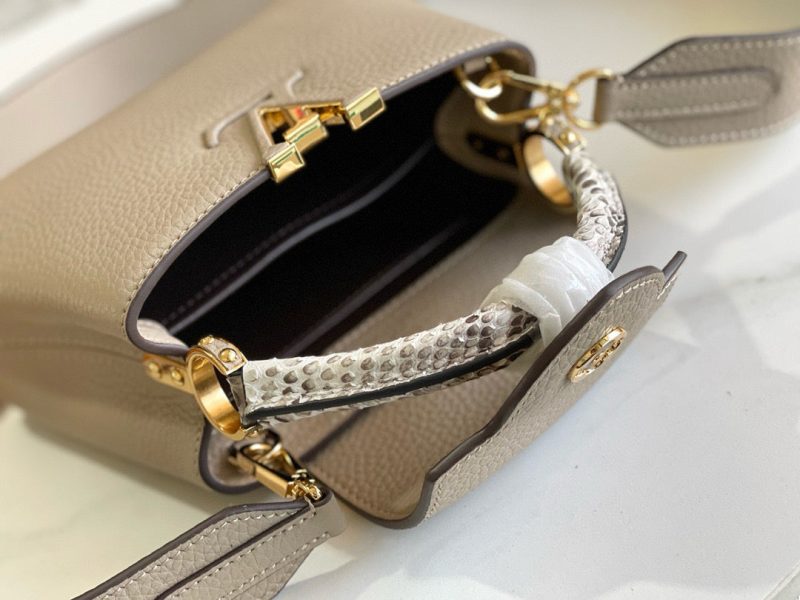 Image_20241119152907 Capucines Bag Light Brown Calfskin Leather Snake Top Handle Best Version