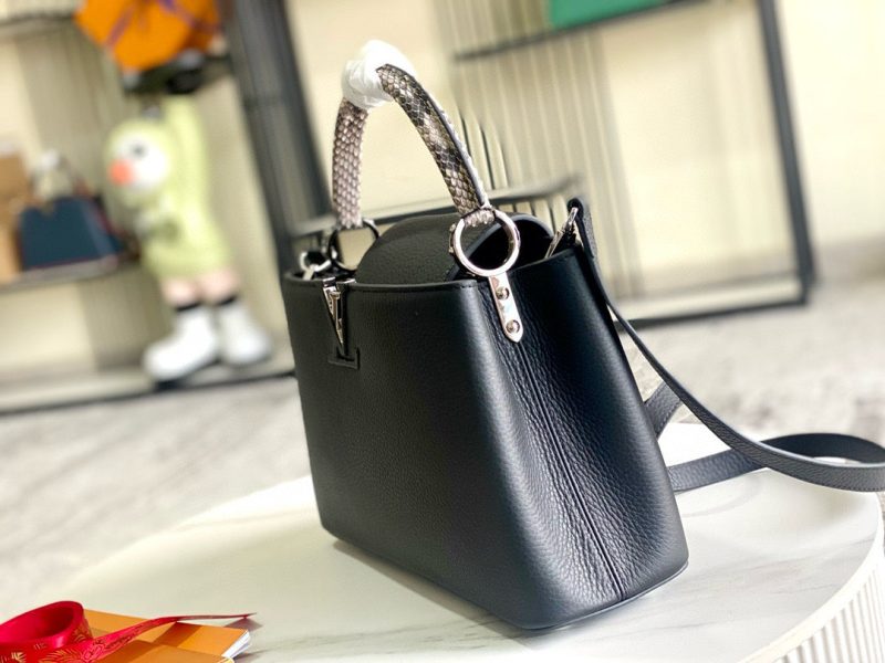 Image_20241119160037 Capucines Bag Black Calfskin Leather Snake Top Handle Best Version