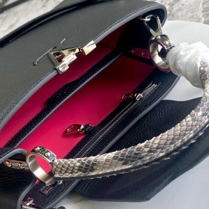 Image_20241119160050 Capucines Bag Black Calfskin Leather Snake Top Handle Best Version