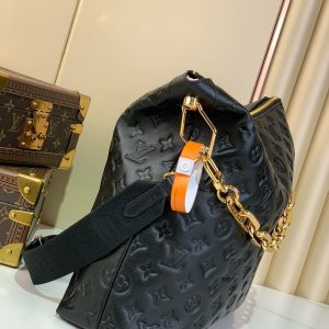 Coussin Hobo MM 38cm Black Monogram Empreinte Leather