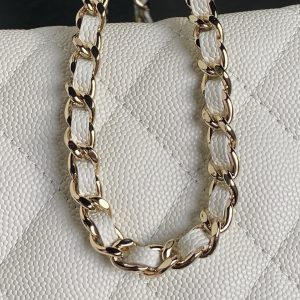 CC 25C Hobo Bag 21.5cm Top Handle White Grained Calfskin