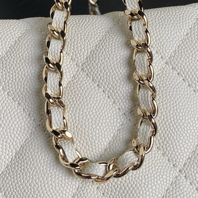 CC 25C Hobo Bag 21.5cm Top Handle White Grained Calfskin