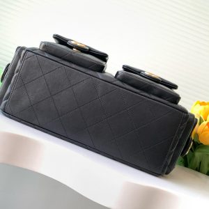 MAXI HOBO BAG 25 IN BLACK LAMBSKIN GOLD HARDWARE