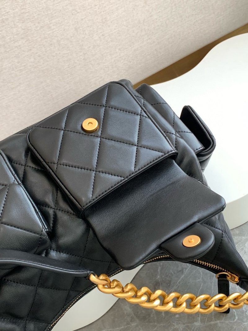 Image_20241231180829 MAXI HOBO BAG 25 IN BLACK LAMBSKIN GOLD HARDWARE