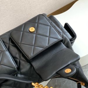 MAXI HOBO BAG 25 IN BLACK LAMBSKIN GOLD HARDWARE