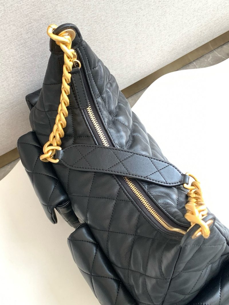 Image_20241231180839 MAXI HOBO BAG 25 IN BLACK LAMBSKIN GOLD HARDWARE