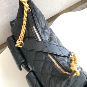 MAXI HOBO BAG 25 IN BLACK LAMBSKIN GOLD HARDWARE