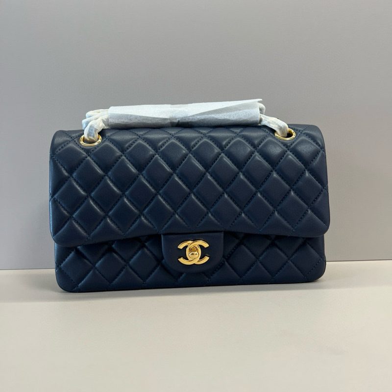 CC Classic 25cm Navy Blue Lambskin Gold Hardware