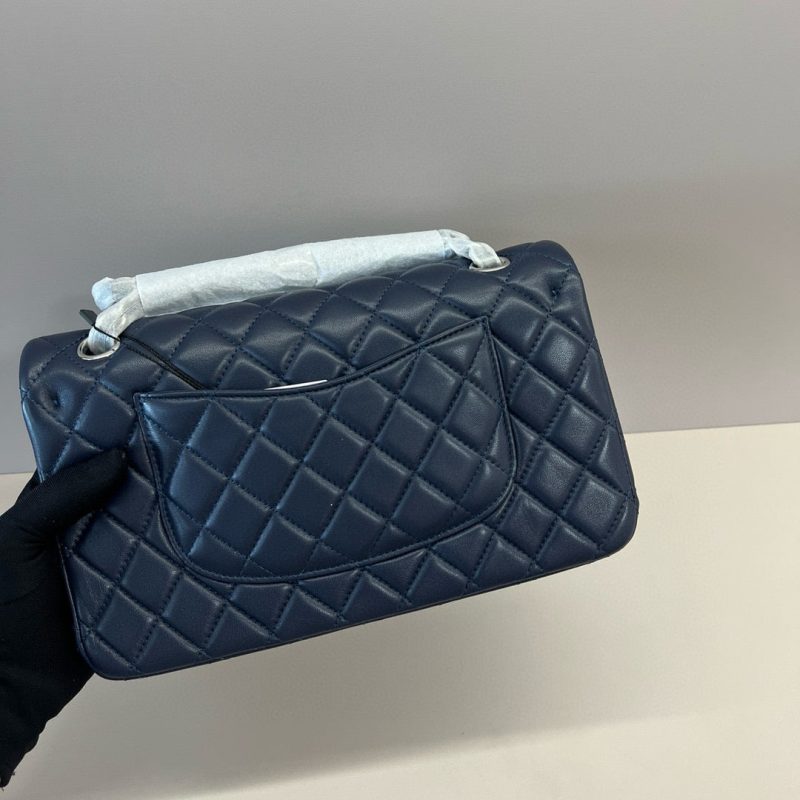 CC Classic 25cm Navy Blue Lambskin Silver Hardware