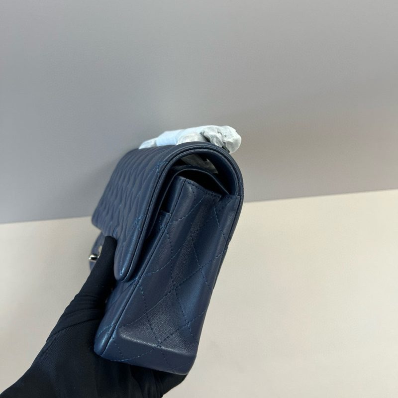 CC Classic 25cm Navy Blue Lambskin Silver Hardware