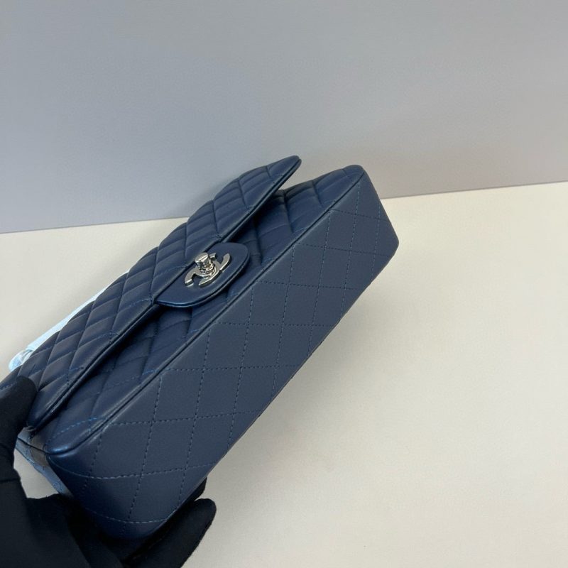 CC Classic 25cm Navy Blue Lambskin Silver Hardware