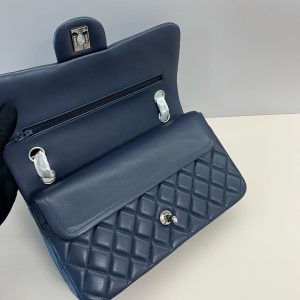 CC Classic 25cm Navy Blue Lambskin Silver Hardware