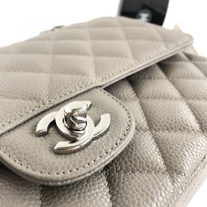 CC CLASSIC FLAP 25CM GRAY CAVIAR SILVER HARDWARE
