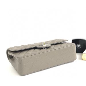 CC CLASSIC FLAP 25CM GRAY CAVIAR SILVER HARDWARE
