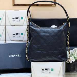 CC 25S Hobo Dual-Use Bag in Black Cowhide