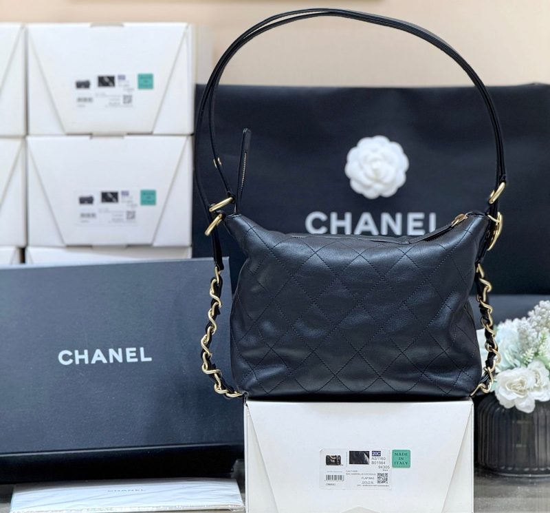 CC 25S Hobo Dual-Use Bag in Black Cowhide