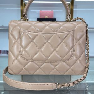 CC TRENDY 25CM BEIGE LAMBSKIN LIGHT GOLD HARDWARE