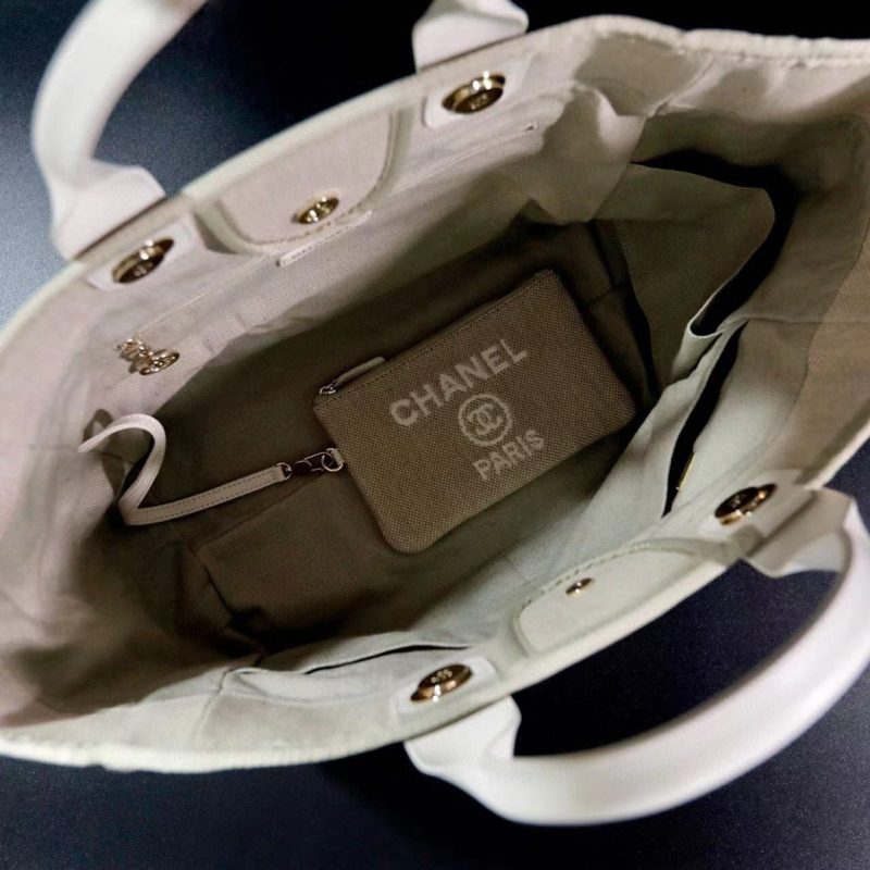 CC DEAUVILLE TOTE BAG 39 IN DARK BEIGE CANVAS