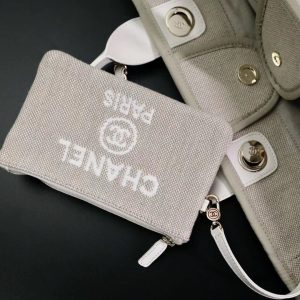 CC DEAUVILLE TOTE BAG 39 IN DARK BEIGE CANVAS