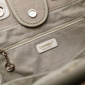CC DEAUVILLE TOTE BAG 39 IN DARK BEIGE CANVAS