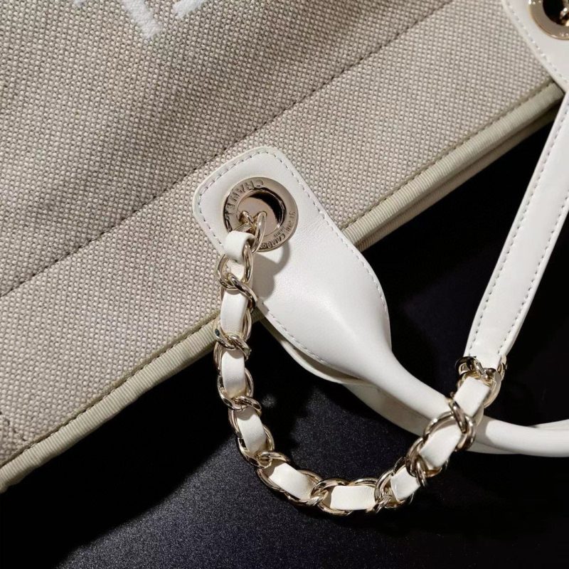 CC DEAUVILLE TOTE BAG 39 IN DARK BEIGE CANVAS