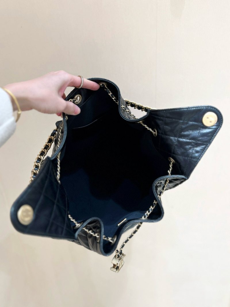 CC 25C Hobo Bag Large 40cm Balck Polished Calfskin Gold Hardware