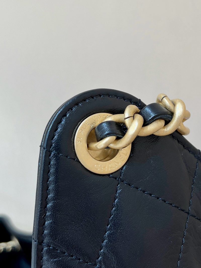 CC 25C Hobo Bag Large 40cm Balck Polished Calfskin Gold Hardware