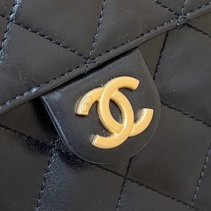 CC 25C Hobo Bag Large 40cm Balck Polished Calfskin Gold Hardware