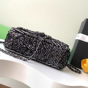 24K Flap Bag 20cm Sequin Black