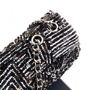 24K Flap Bag 20cm Sequin Black