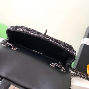 24K Flap Bag 20cm Sequin Black