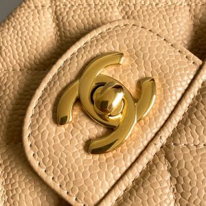 Flap bag jumbo 23 light beige grain caviar cowhide silver hardware