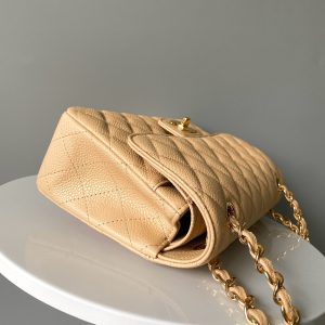 Flap bag jumbo 23 light beige grain caviar cowhide silver hardware