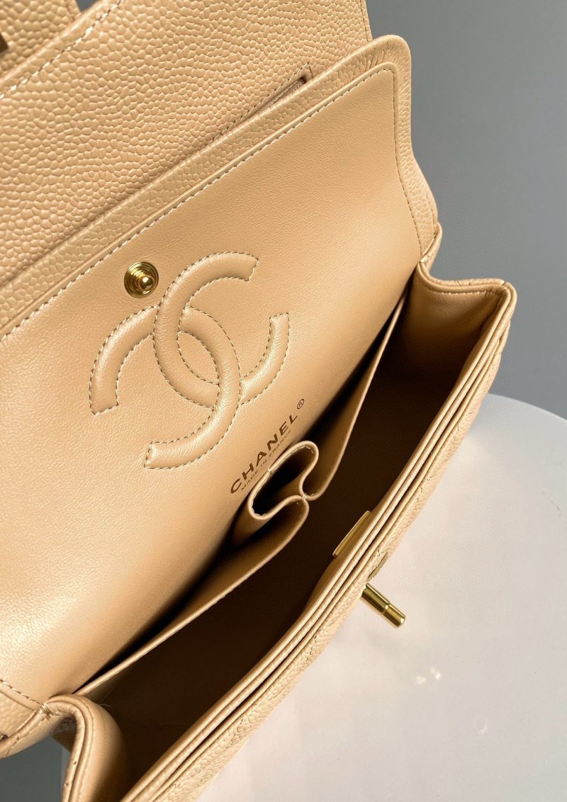 Flap bag jumbo 23 light beige grain caviar cowhide silver hardware