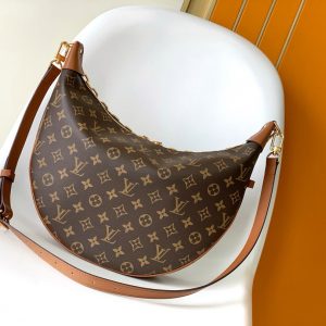 LV hobo Loop Bag 38cm Brown Monogram Canvas