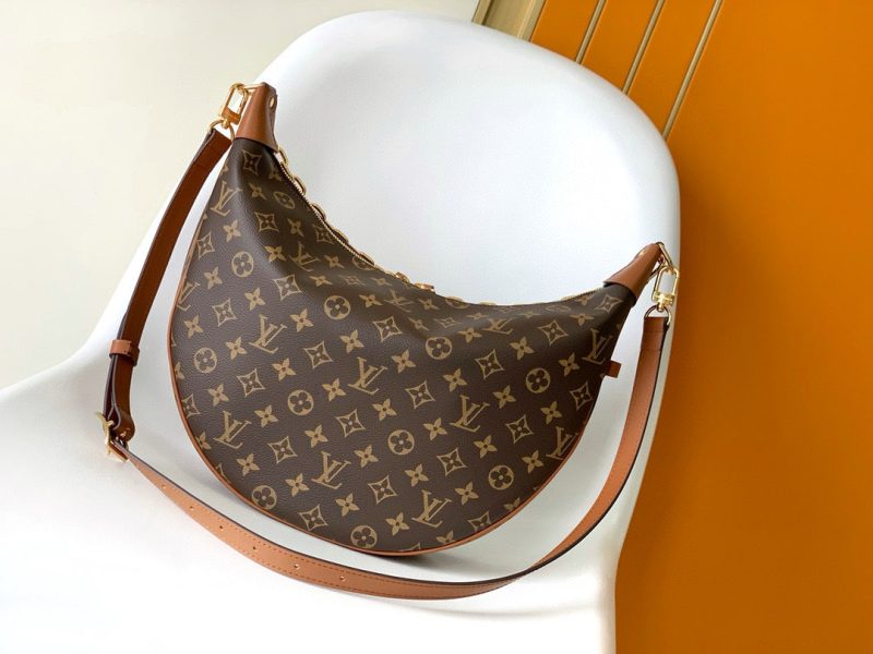 LV hobo Loop Bag 38cm Brown Monogram Canvas