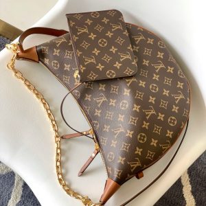 LV hobo Loop Bag 38cm Brown Monogram Canvas