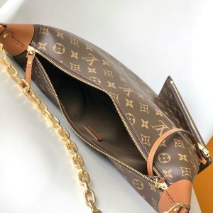 LV hobo Loop Bag 38cm Brown Monogram Canvas