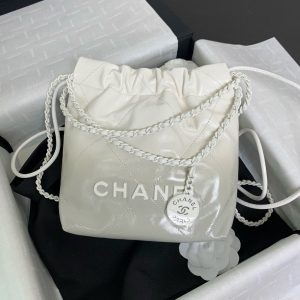 CC Mini 22 Hobo Bag White Grey Lambskin
