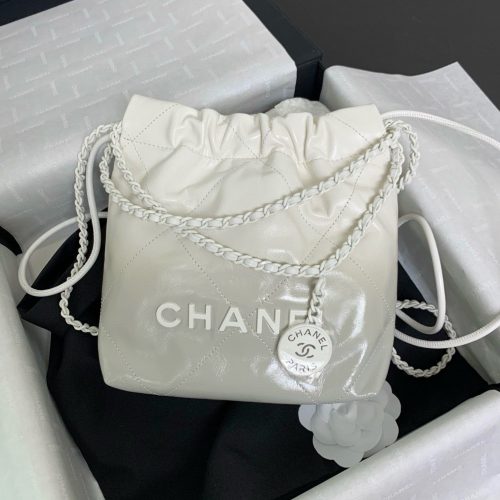 CC Mini 22 Hobo Bag White Grey Lambskin